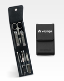 Nethers Voyage 8-In-1 Standard Stainless Steel Manicure / Nail Clipper Set With Clip On Carrier Case - Black